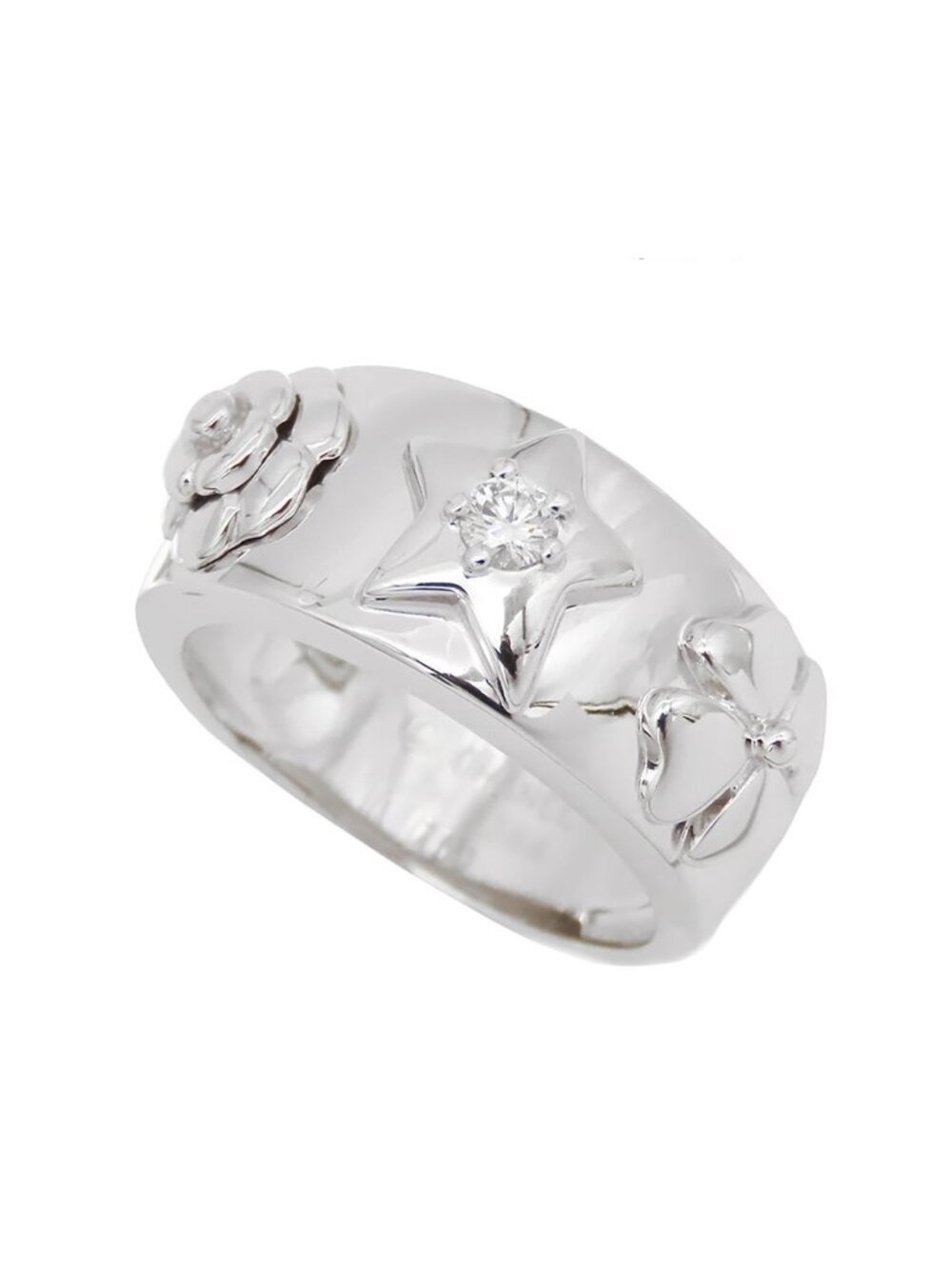 Chanel Three Symbol Ring White Gold 18K Diamond